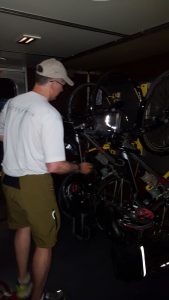 Loading bikes on train